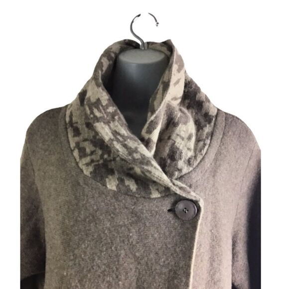 CHIARAMENTE Women’s Brown Italian Wool One Button Sweater Cardigan Size Large - Picture 2 of 9